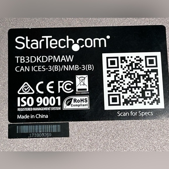 StarTech Dual 4K Thunderbolt 3 Docking Station TB3DKDPMAW Dock Only - Picture 4 of 4